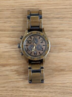 Nixon Bronze-Tone Antique Rose Gold Chronograph Watch with Dark Accents - 42 20